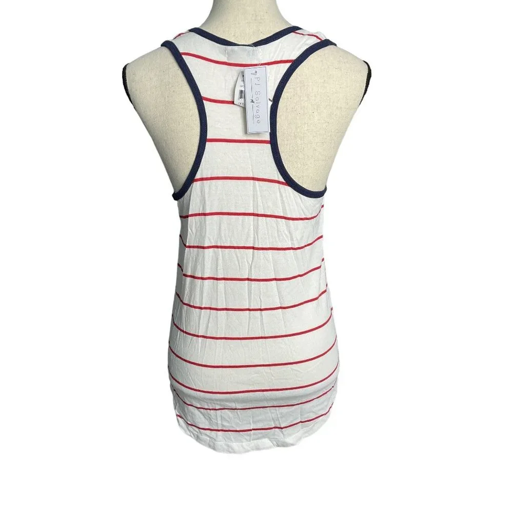 PJ Salvage Shirt Womens Medium Red White Blue Sleeveless Tank Top Star Patriotic - Picture 4 of 4